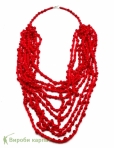 Красное многослойное ожерелье 