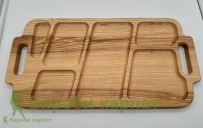 Sectional wooden tray for serving