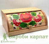Деревянная хлебница петриковской росписью