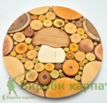Wooden Slice Trivet "Mushroom" Design