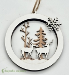 Украшение из дерева на елку оленей
