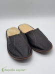 Мужеские кожаные тапочки с мехом