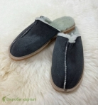 Мужеские замшевые тапочки на овчине
