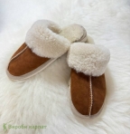 Женские замшевые тапочки на овчине